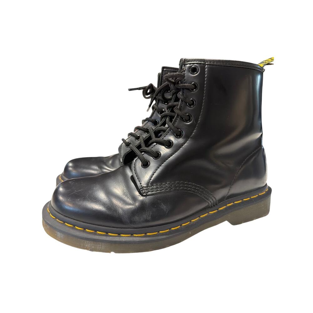 DOC DR. Martens 1460 BLACK Smooth LEATHER BOOTS SIZE 8 women’s GUC Combat